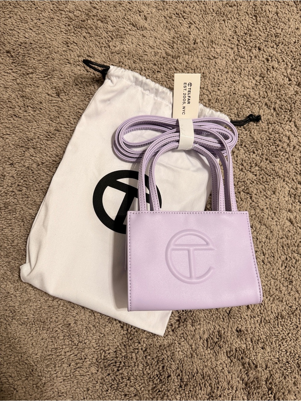 NWT Telfar Small Shopping Bag Lavender Purple Crossbody Tote + Dust Bag